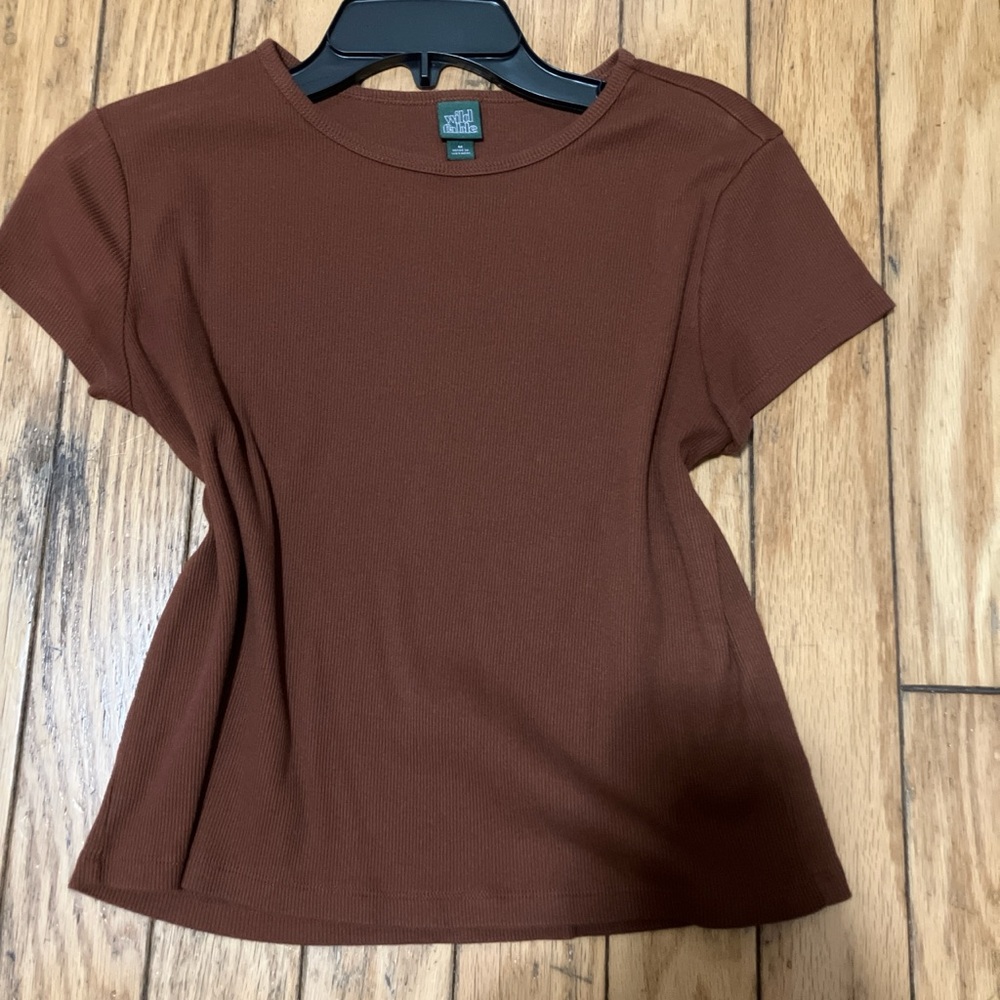 Wild Fable Brown Fitted Short Sleeve T-Shirt